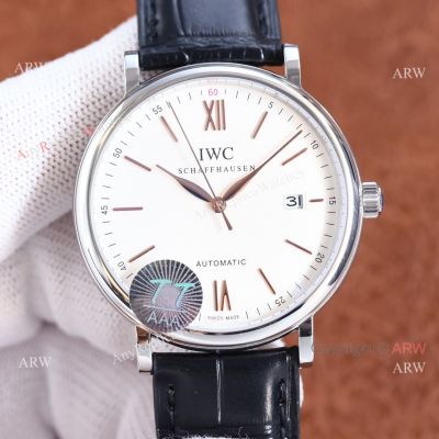 Knockoff IWC Portofino Citizen 9015 White Face Black Strap Watch